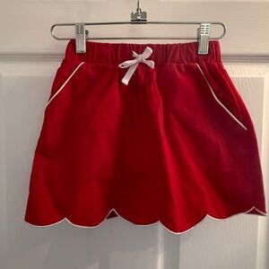 Charming Red Kids Skort with White Trim